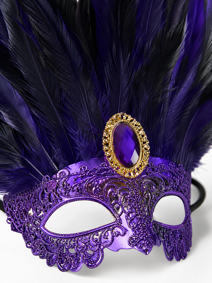 Carnival Feather Headpiece with Mask