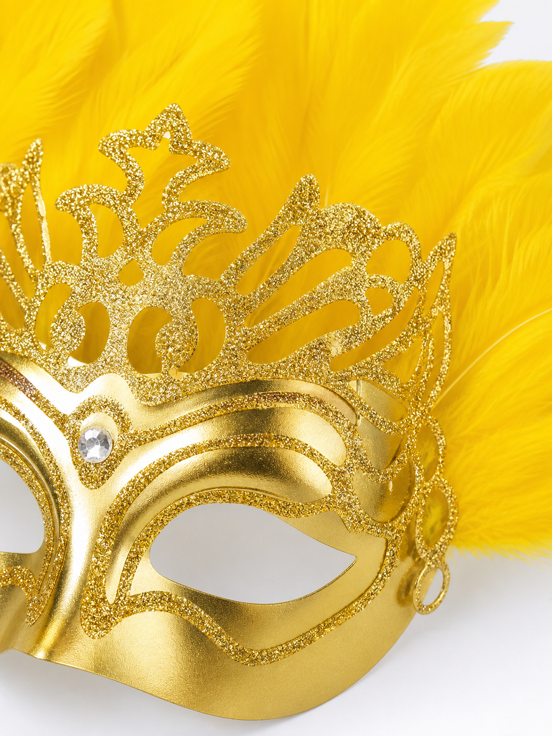 Carnival Headpiece with Feathers and Gold Decoration