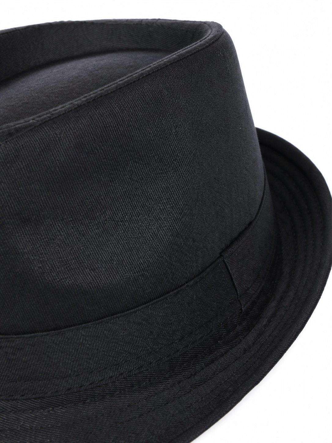 Black carnival fedora hat with a wide brim