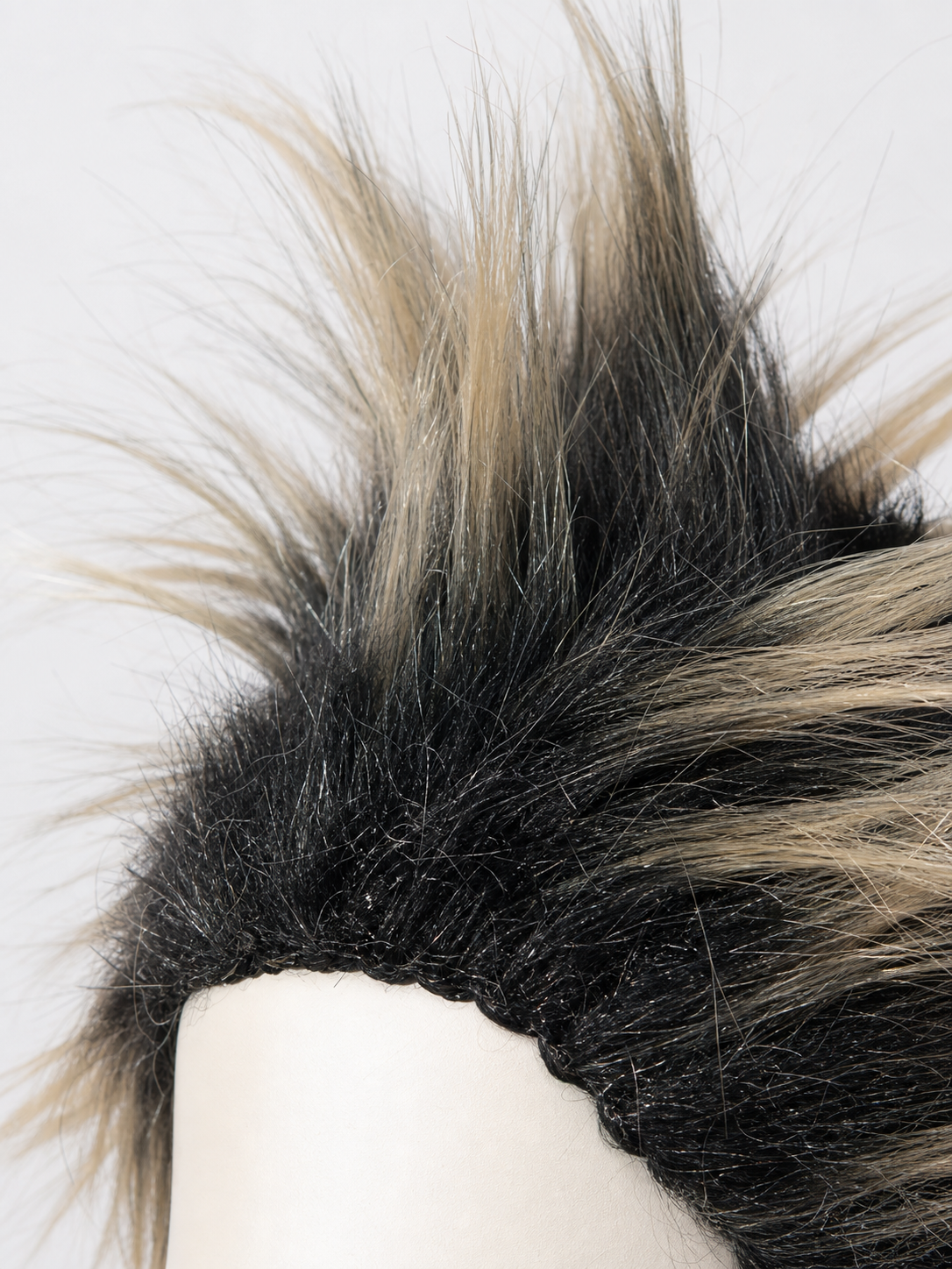 Black and blonde spiked mohawk wig product view 43
