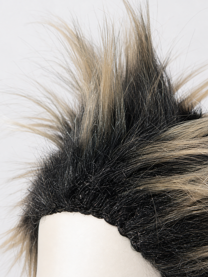 Black and blonde spiked mohawk wig product view 43