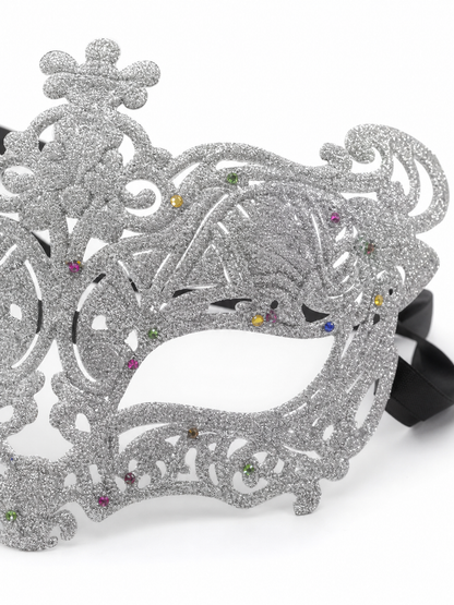 Carnival eye mask with silver glitter