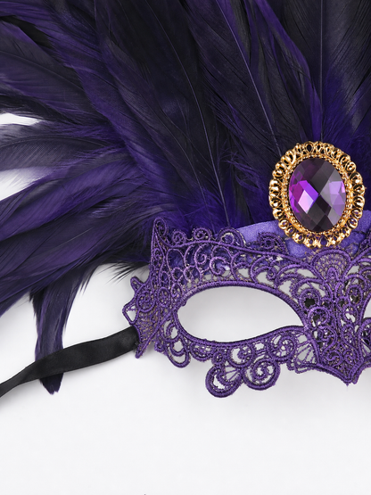 Carnival Feather Headpiece with Mask