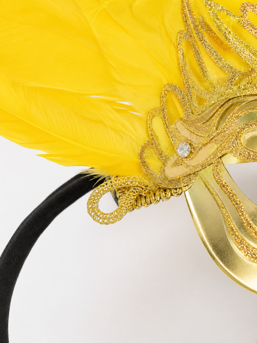 Carnival Headpiece with Feathers and Gold Decoration
