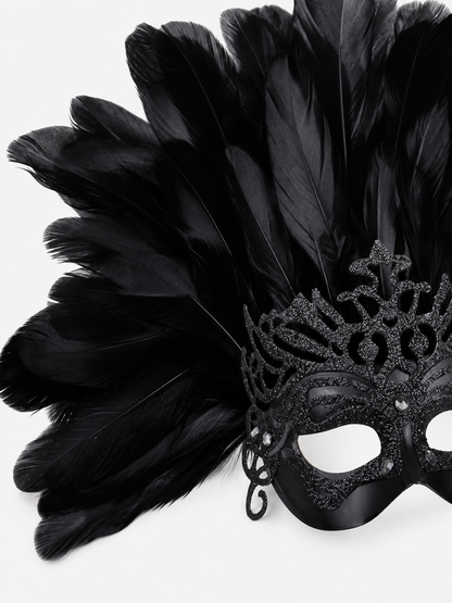 Carnival Feather Headpiece with Mask