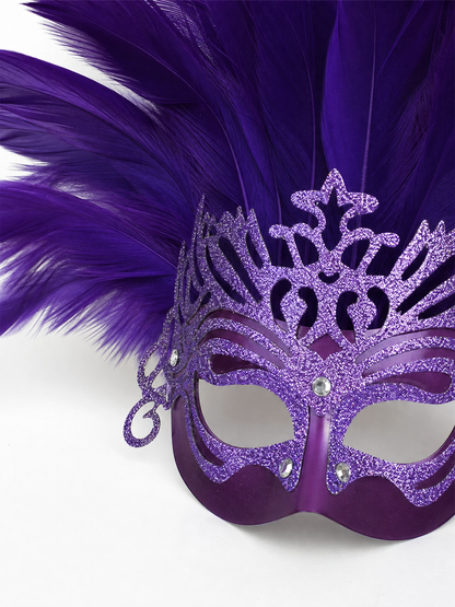 Carnival Mask with Purple Feathers