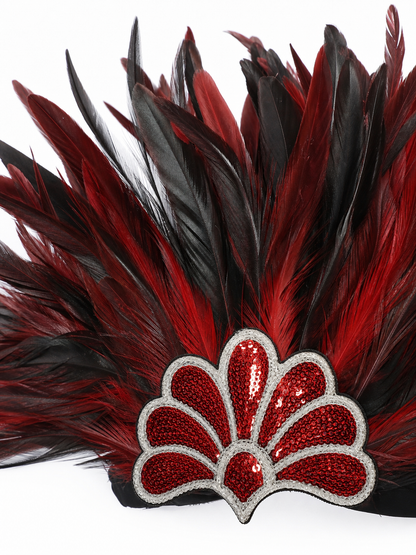 Carnival headpiece with red feathers