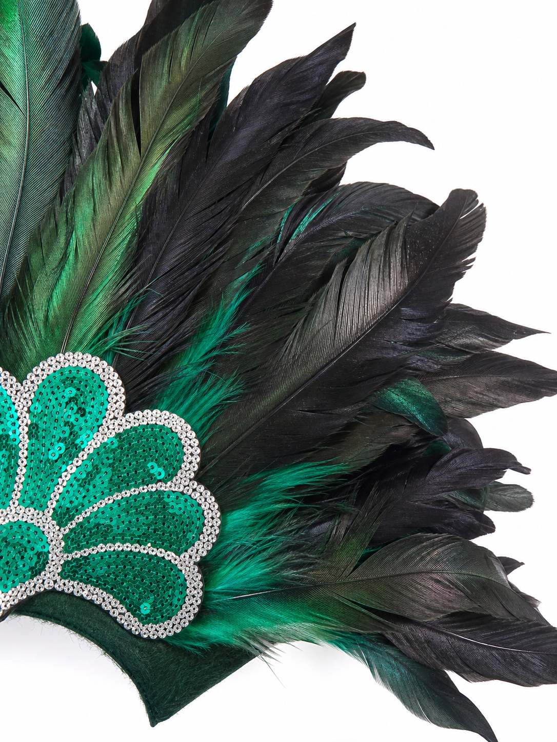 Carnival Headpiece with Green Feathers