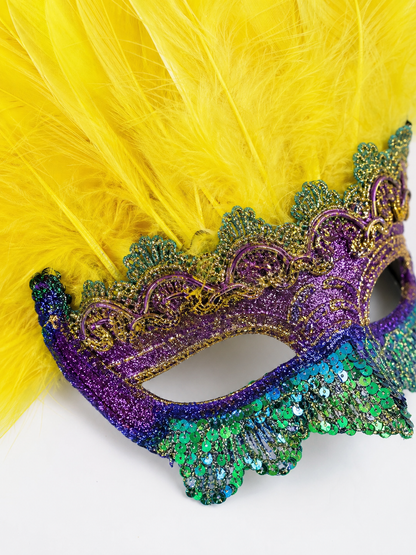Carnival headpiece with yellow feathers