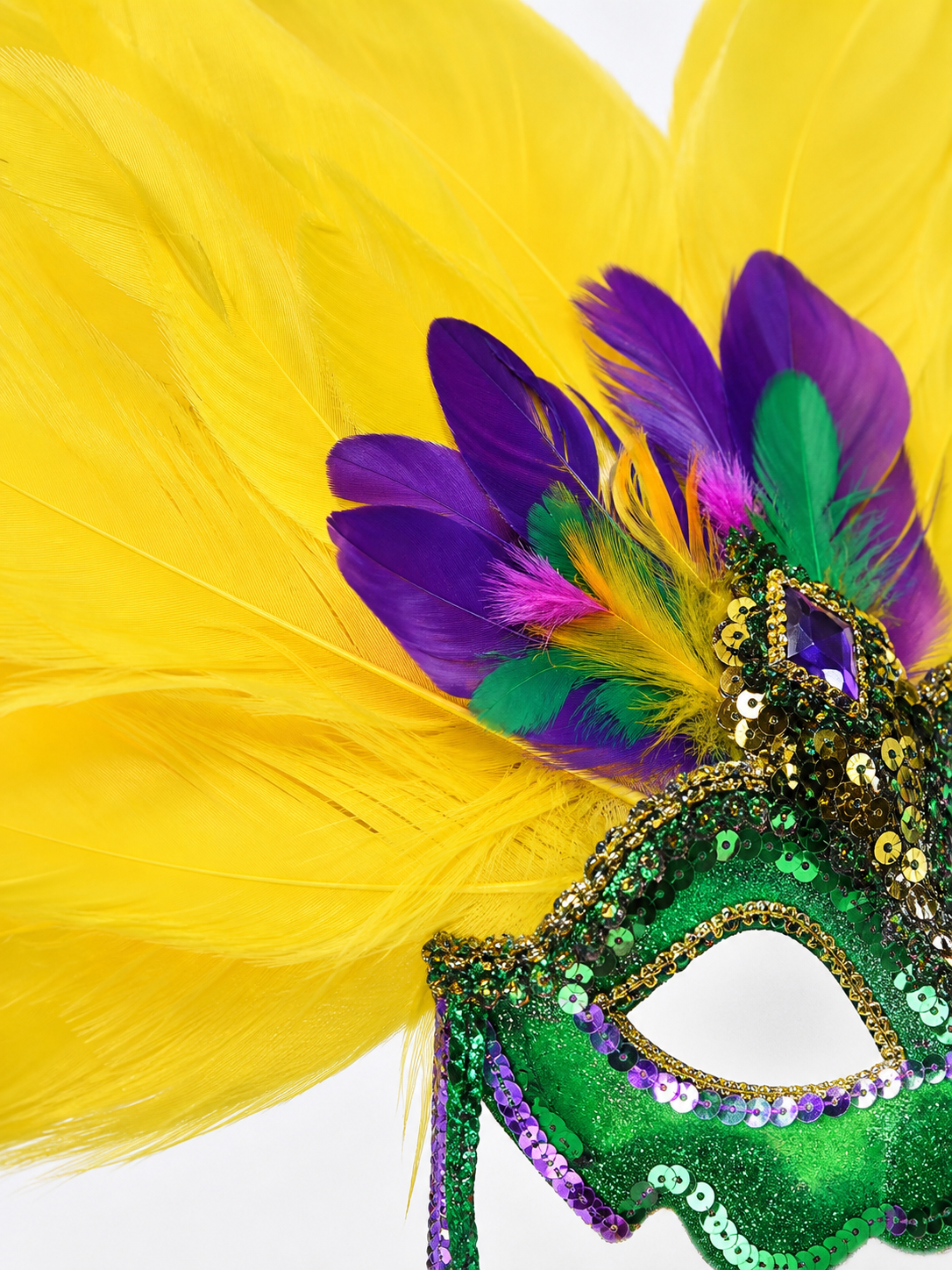 Carnival feather headdress with mask