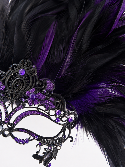 Carnival Headpiece with Feathers and Mask