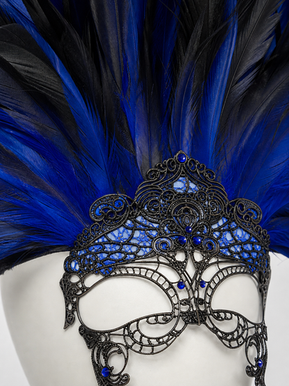 Carnival Headpiece with Feathers and Mask