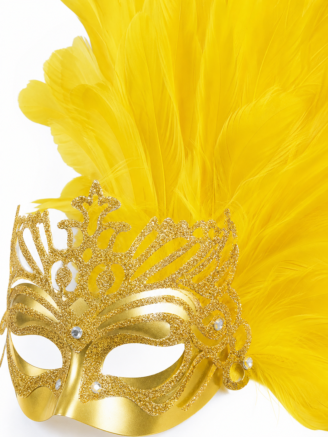 Yellow Feather Carnival Mask Headpiece product view 31