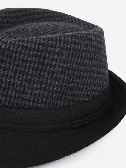 Men's Carnival Fedora Hat with Plaid Crown