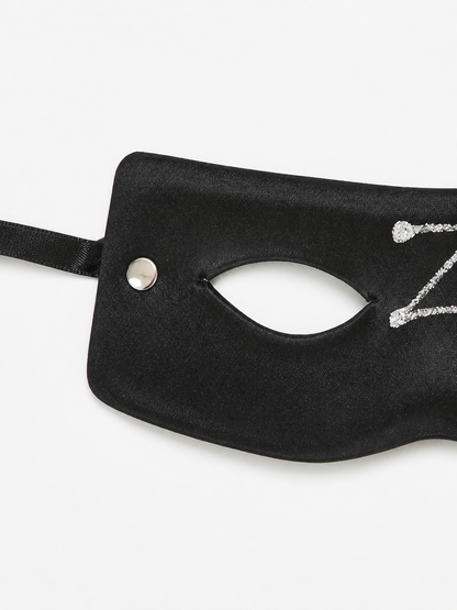 Zorro masquerade mask with a glittering emblem
