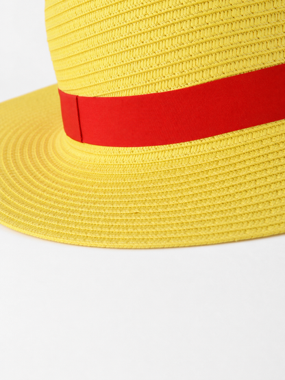 Carnival hat with a red ribbon and cord