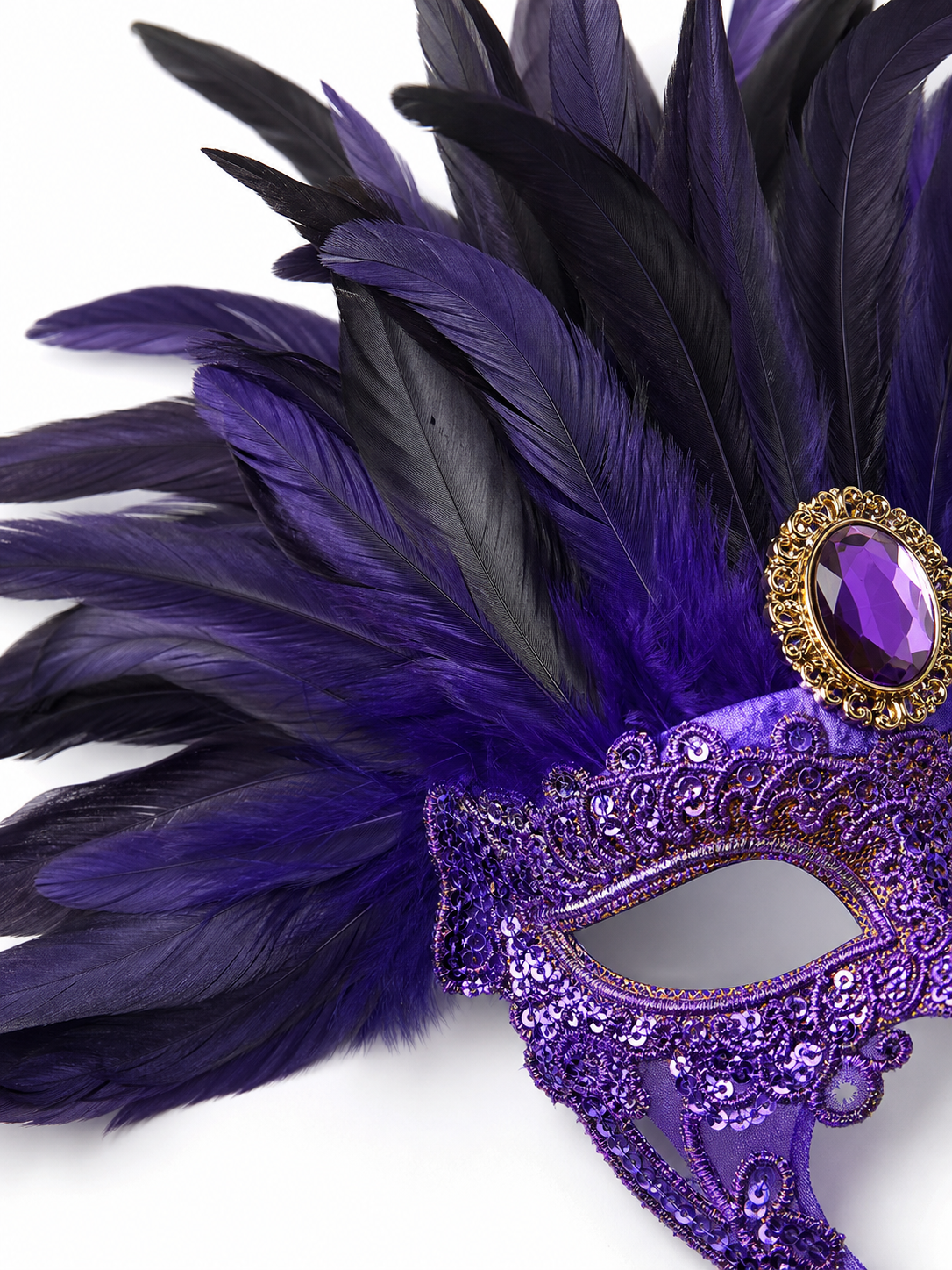 Carnival Feather Headpiece with Mask