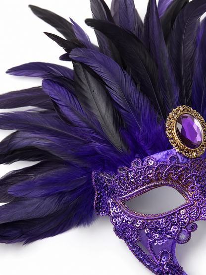 Carnival Feather Headpiece with Mask