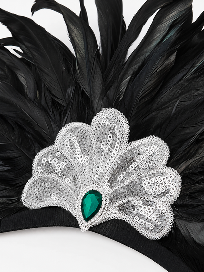 Carnival Feather and Bead Headpiece