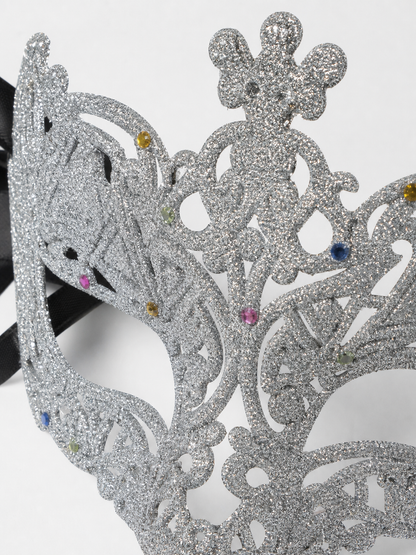 Carnival eye mask with silver glitter