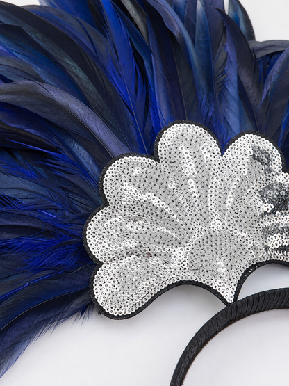 Carnival Headpiece with Blue Feathers