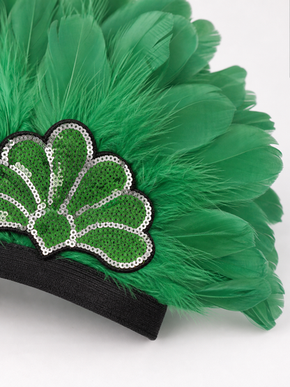 Carnival Headpiece with Green Feathers