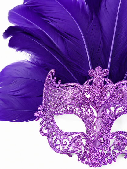 Carnival Headpiece with Feathers and Mask