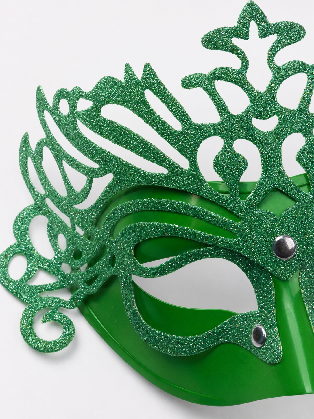 Green Glitter Carnival Headdress Mask
