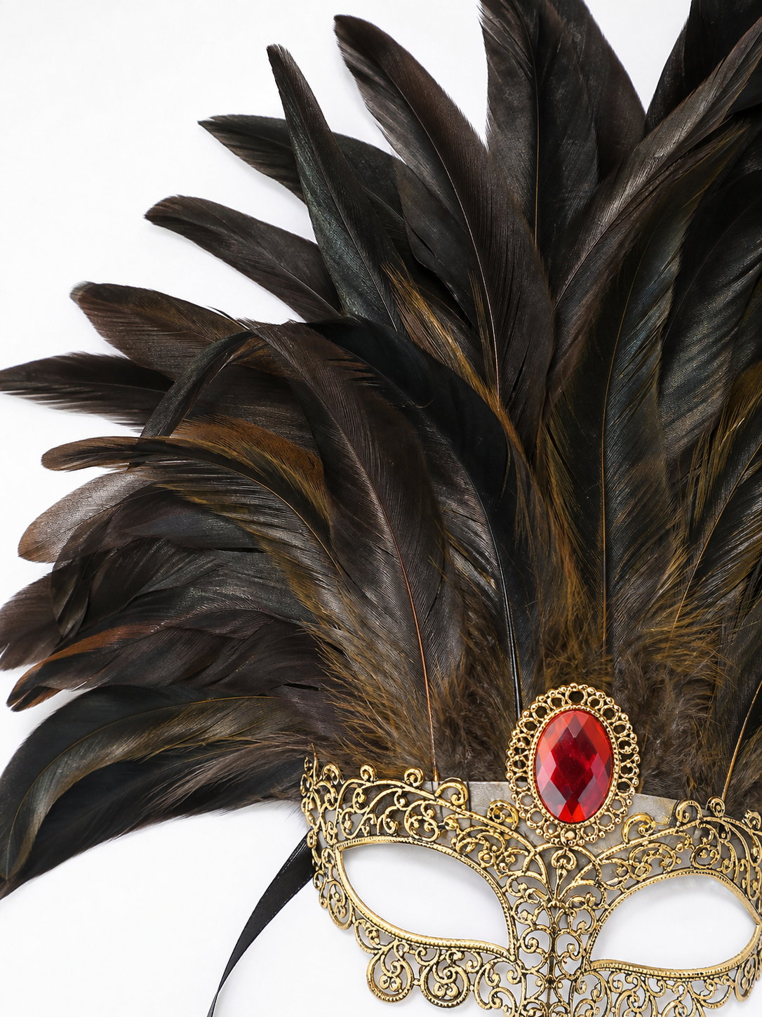 Carnival Headpiece with Mask and Feathers