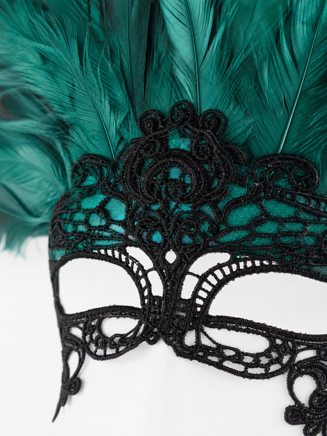 1pc Green Feather Headpiece With Black Lace Eye Mask, Exaggerated Party Style detail view 5