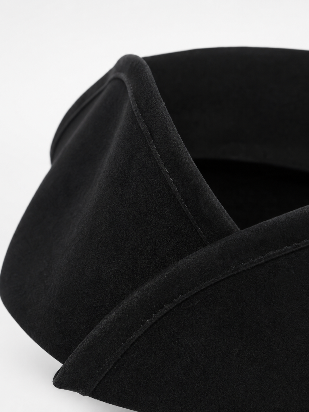 Children's Pirate Hat, Black Wide-Brim Tricorn Style Costume Hat with Turned-Up Sides, Pointed Crown Sections and Stitched Edging for Dress-Up Play and Costume Parties