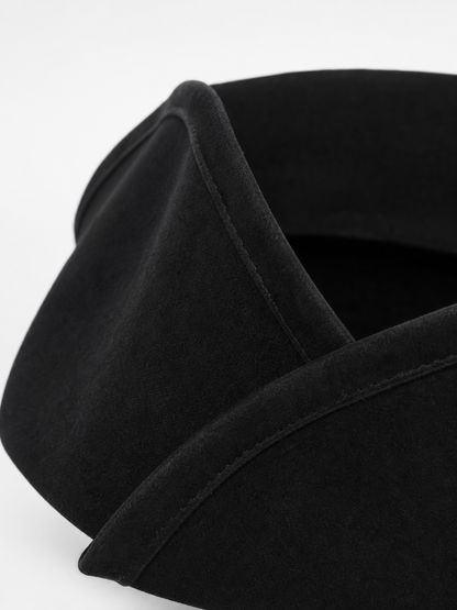 Children's Pirate Hat, Black Wide-Brim Tricorn Style Costume Hat with Turned-Up Sides, Pointed Crown Sections and Stitched Edging for Dress-Up Play and Costume Parties