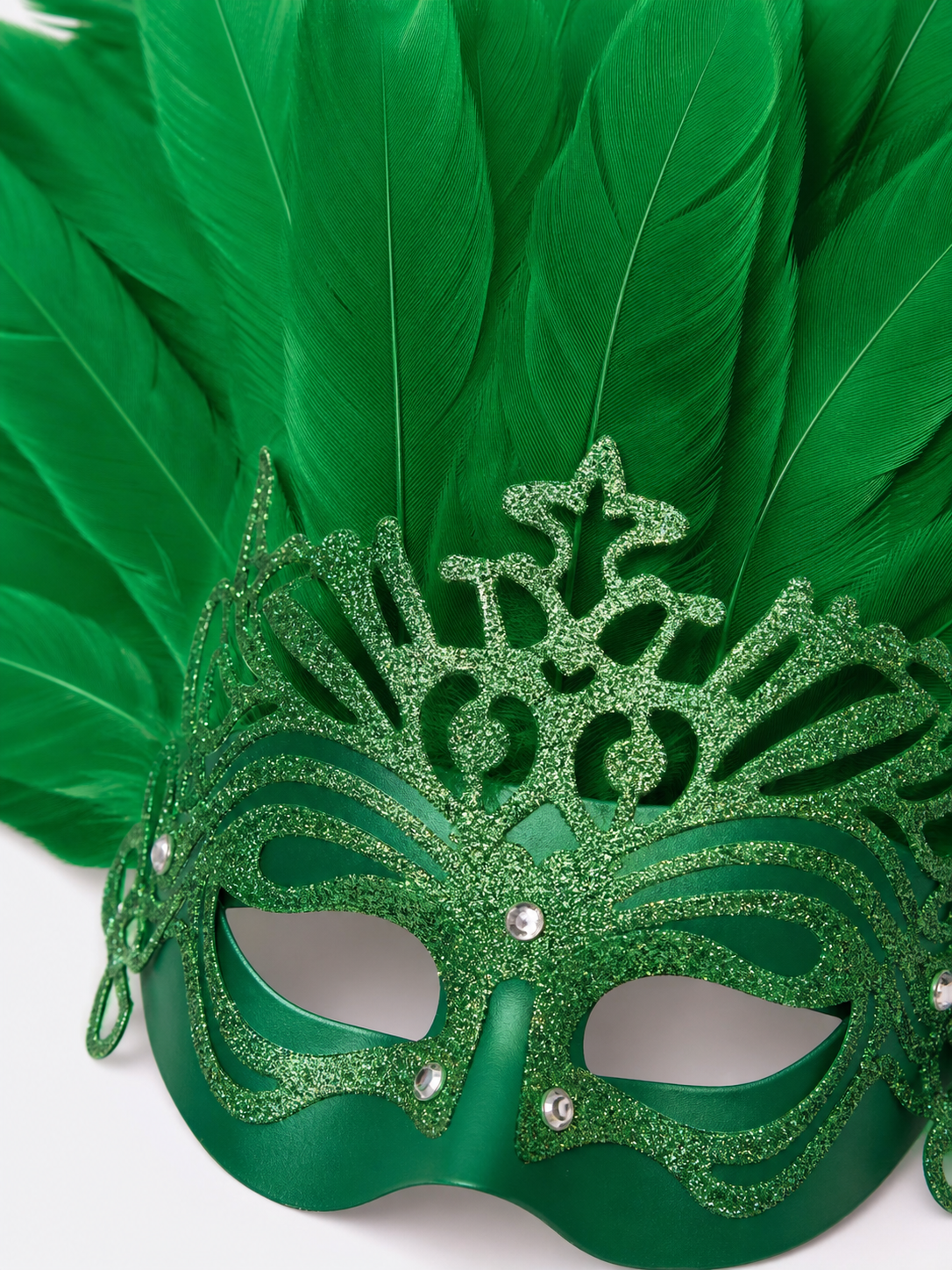 Feathered Headpiece with Mask for Masquerade