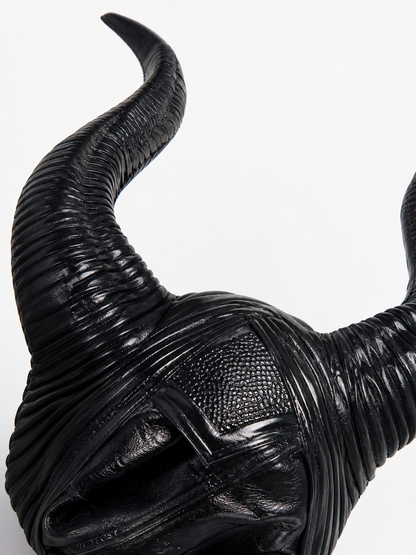 Black Headpiece with Two Curved Horns