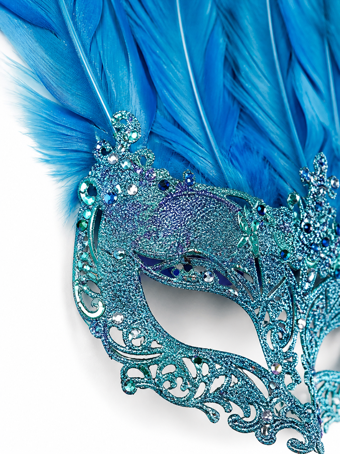 Carnival Eye Mask with Blue Feathers