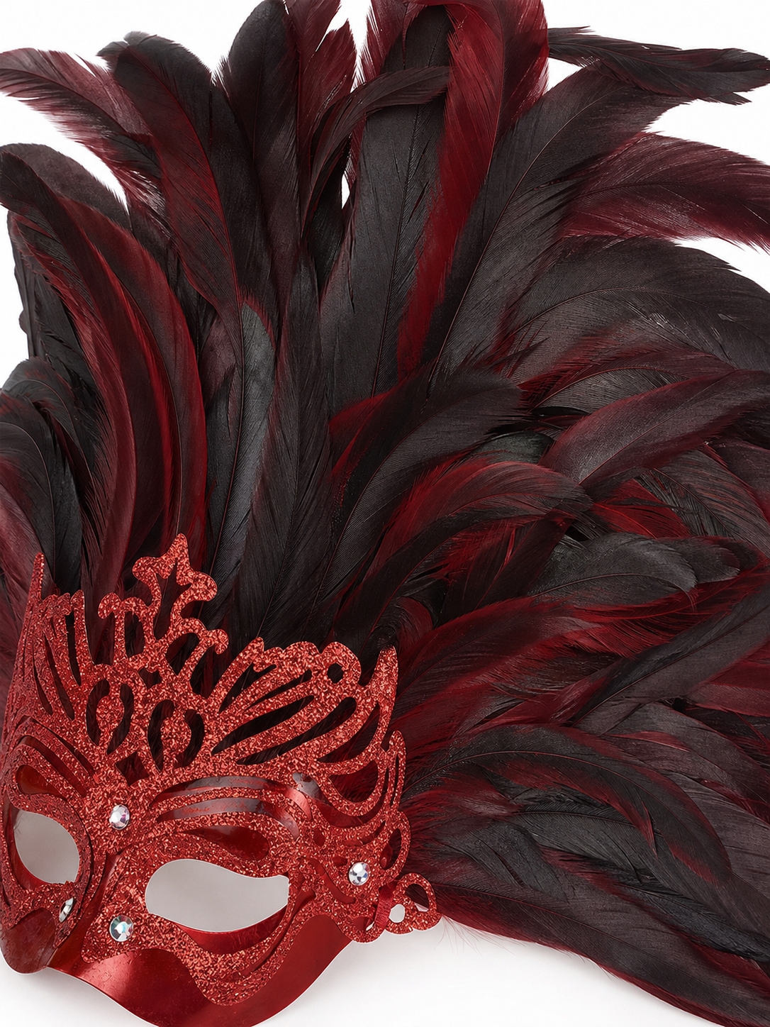 Carnival headpiece with feathers and mask