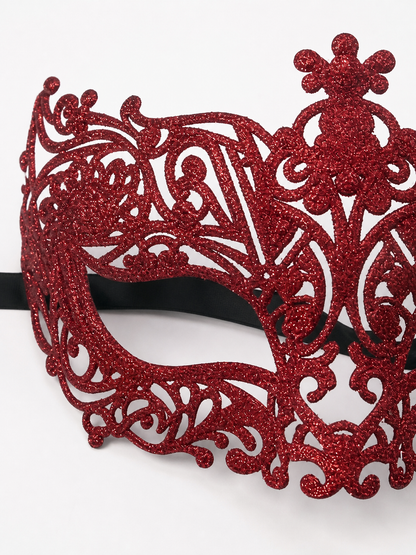 Red Glitter Masquerade Eye Mask