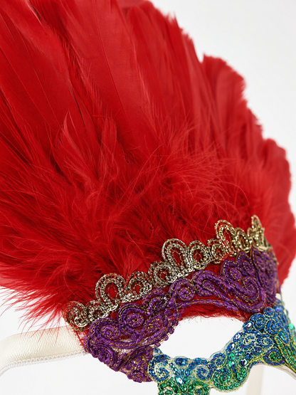 Carnival Headpiece with Red Feathers