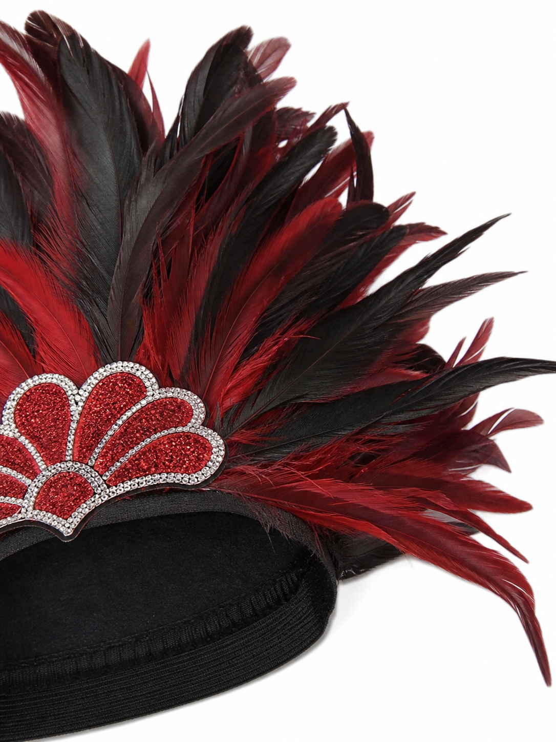 Carnival headpiece with red feathers