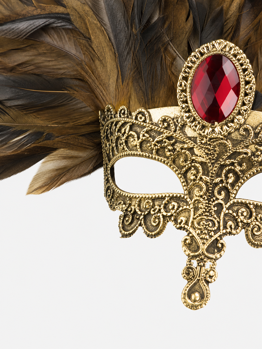 Carnival Headpiece with Mask and Feathers