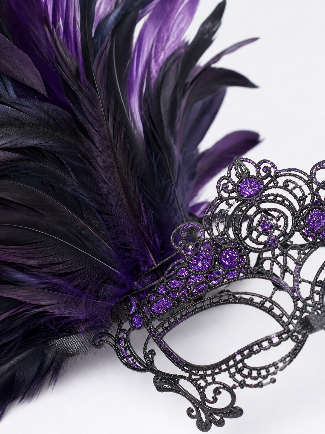 Carnival Headpiece with Feathers and Mask