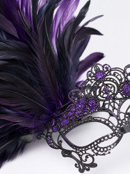 Carnival Headpiece with Feathers and Mask