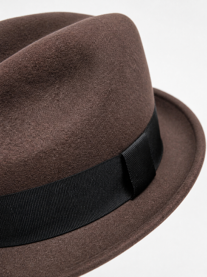 Brown Carnival Fedora with Black Ribbon