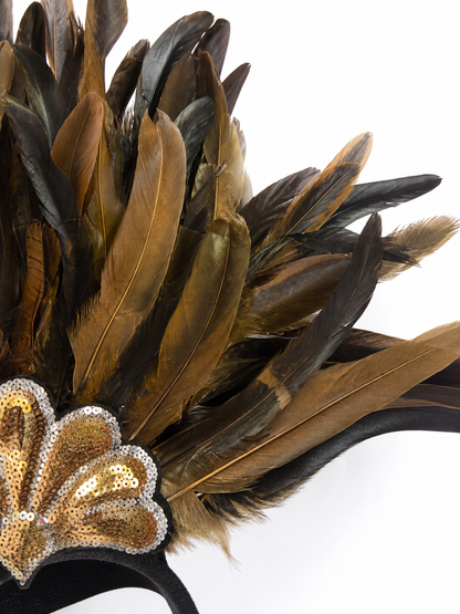 Sequined Feather Headpiece for Masquerade
