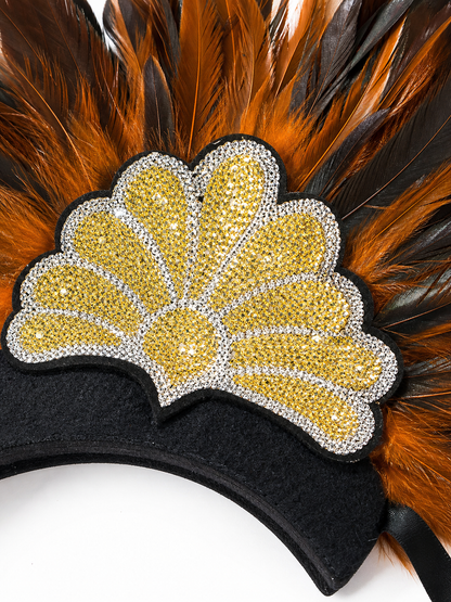 Carnival Headpiece with Orange Feathers