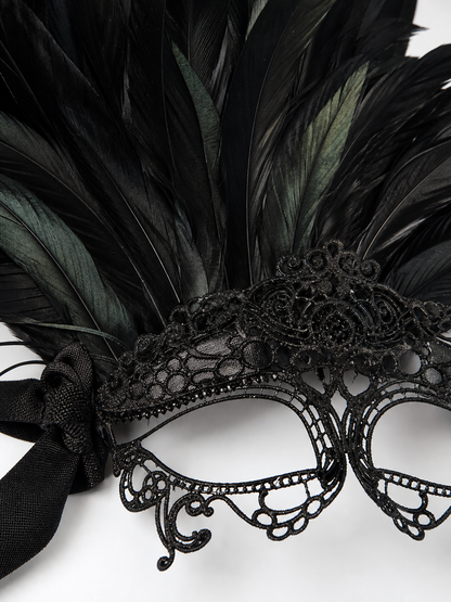 Carnival Feather Headpiece with Mask