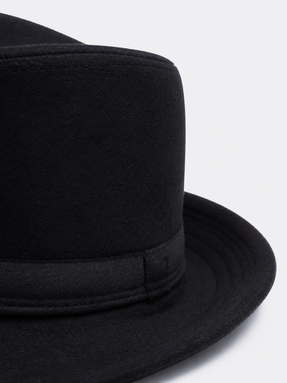 Black Carnival Fedora Hat with Wide Brim