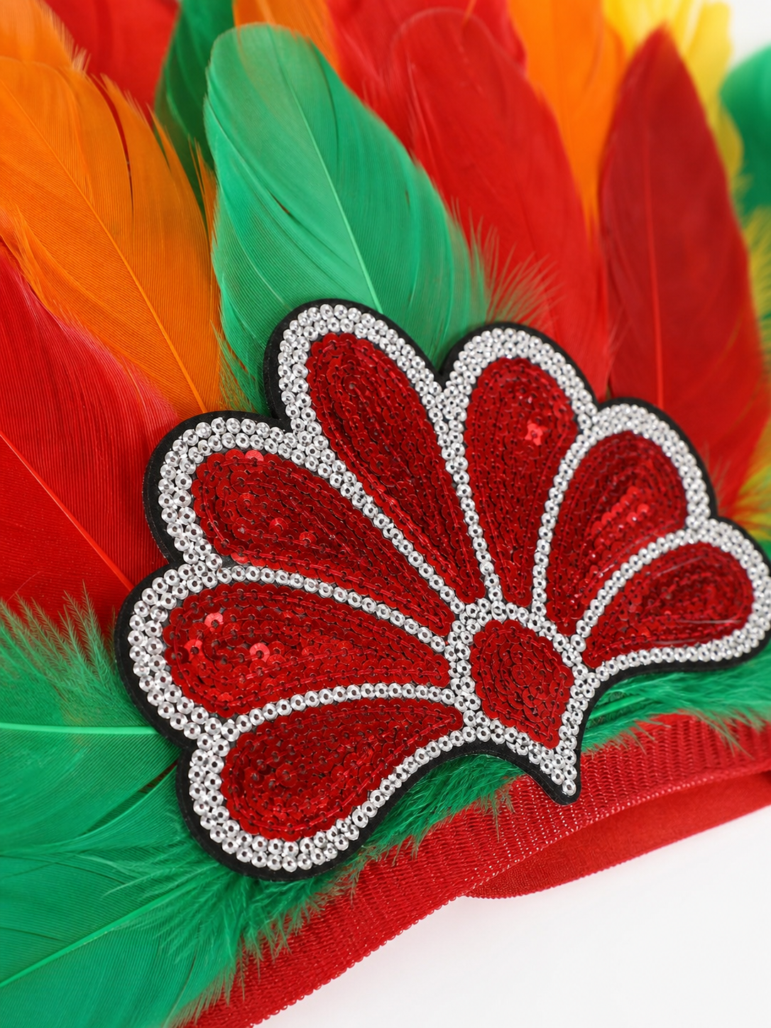 Carnival Headpiece with Multicolored Feathers detail view 5