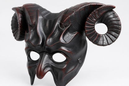 1pc Halloween Horned Demon Mask, Full Face with Curled Horns for Cosplay Parties