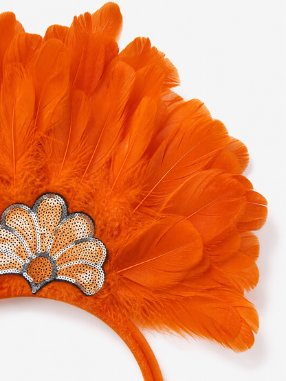 Carnival Headpiece with Orange Feathers